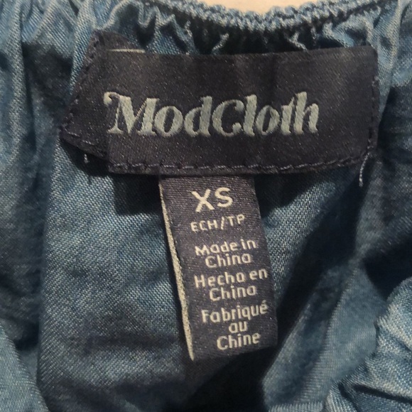 Modcloth Saturday Sweetheart Chambray Puff Sleeve Top-Size  XS - Picture 3 of 4